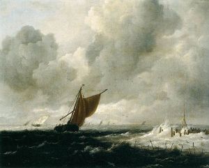 Stormy Sea with Sailing Boats, by Jacob Van Ruisdael